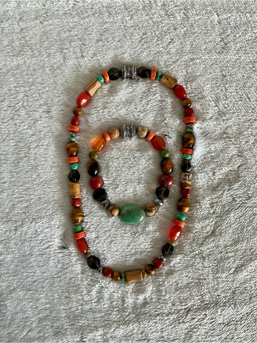 CAROLYN POLLACK Multi-Stone Magnetic Necklace + Matching Bracelet